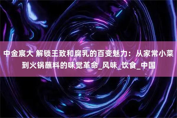 中金宸大 解锁王致和腐乳的百变魅力：从家常小菜到火锅蘸料的味觉革命_风味_饮食_中国