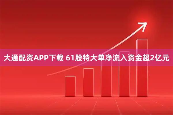 大通配资APP下载 61股特大单净流入资金超2亿元