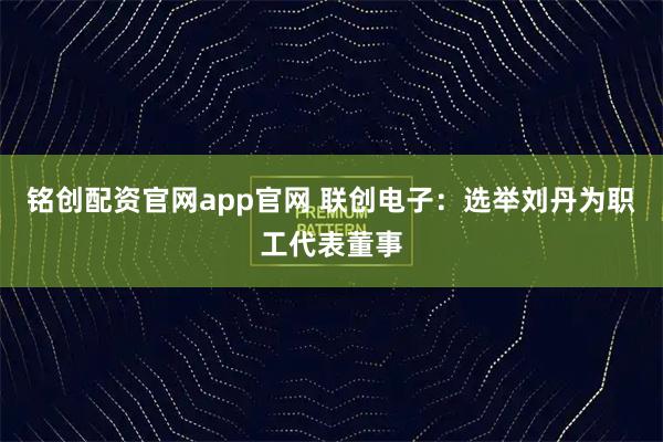 铭创配资官网app官网 联创电子：选举刘丹为职工代表董事