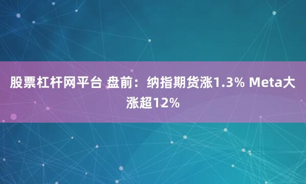 股票杠杆网平台 盘前：纳指期货涨1.3% Meta大涨超12%